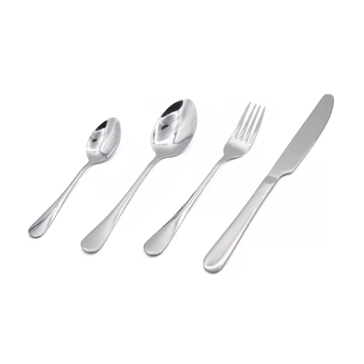 Juego de cubiertos economico, Conjunto de Cuberteria con 24 Piezas Economico - Acero Inoxidable 1mm grossor - 6 Tenedores, 6 Cuchillos, 6 Cucharas, 6 Cucharaditas (Cuberteria x 24) - 1