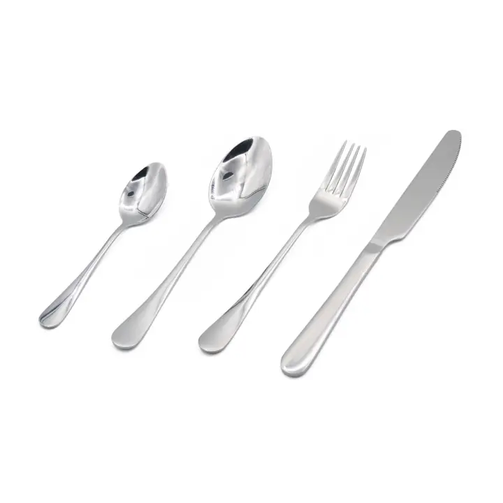 Juego de cubiertos economico, Conjunto de Cuberteria con 24 Piezas Economico - Acero Inoxidable 1mm grossor - 6 Tenedores, 6 Cuchillos, 6 Cucharas, 6 Cucharaditas (Cuberteria x 24) - 1