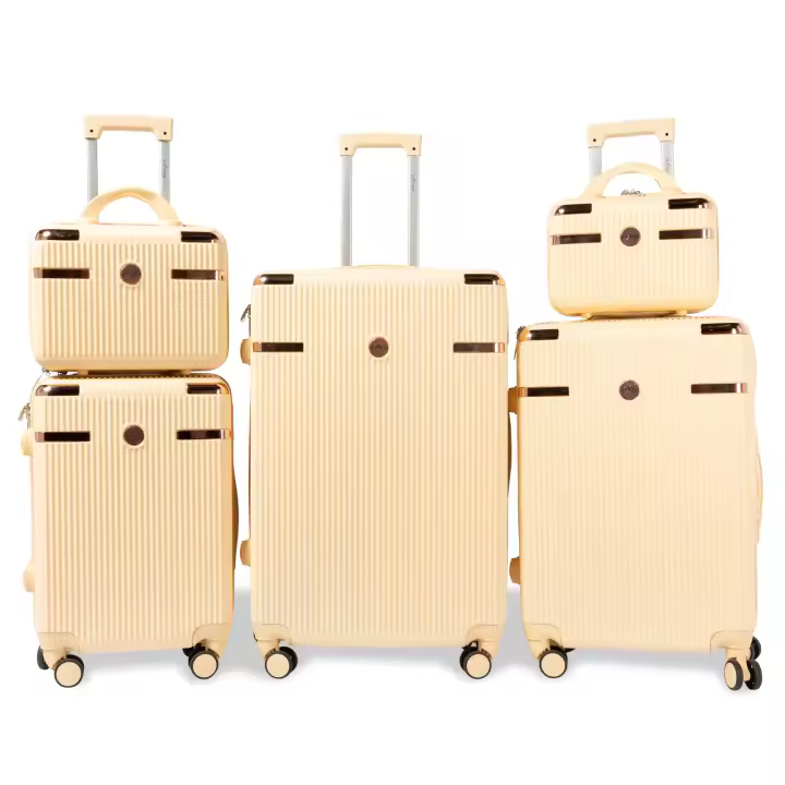 Set 5pcs Maleta ABS Cabina de Viaje, Conjunto Equipaje Neceser Rígido de Color Puro, Cabina Resistente 4 Ruedas Giratorias Multidireccionales 360°, Trolley Maleta 5 Piezas 12+14+20+24+28in - 1