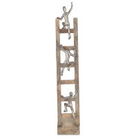 CAPRILO REGALOS & DECORACIÓN Figura Decorativa de Madera y Metal "Figuras Subiendo Escalera". Adornos y Esculturas. Decoración Hogar. Regalos Originales. 14 x 10 x 57 cm. - details 1