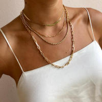 Collar De Cadena De Enlace Moda Caliente Para Mujer Y Hombre Acero Inoxidable Color Oro Joyería Regalo Estilo Trendy - details 7