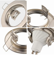 6PCS Soporte Redondo Para Spot LED Revestido De Metal Ajustable GU10 Base De Luz Para Techo Fijación Recessed Compatible Con Foyer - details 4