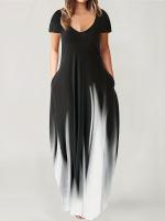 Vestido Casual De Verano Para Mujer Largo Con Bolsillos Estampado Suelto Cuello En V Manga Corta Vestido De Poliéster - details 7