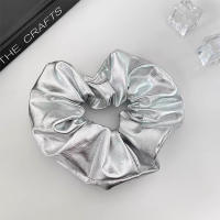 Scrunchies De Metal Plateado Tamaño Medio Cinta Elástica Para El Cabello Accesorios Para Mujer Headwear Diario Moda Femenina - details 5
