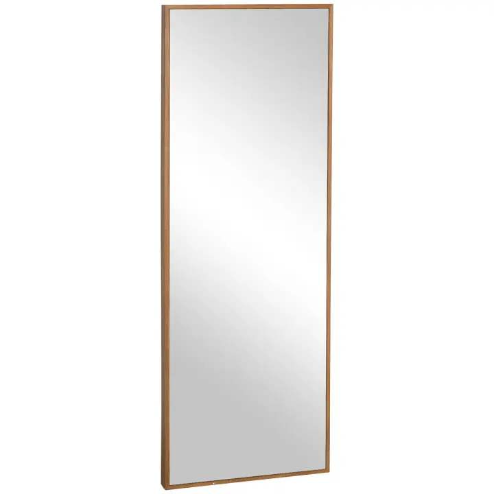 HOMCOM Espejo de Pared Cuerpo Entero 125x45 cm Espejo de Pie Espejo de Suelo Grande de Madera Estilo Moderno Decorativo para Salón Dormitorio Entrada Natural - 1