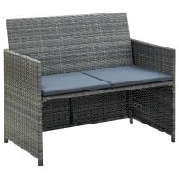 vidaXL Sofá de jardín 2 plazas con cojines ratán sintético en color Gris/Negro/Marrón | acolchados duraderos para sofás de jardín terraza exterior - details 0