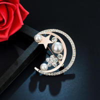 Broche De Girasol Amarillo Lujo Para Mujer Con Diamantes Broche De Plantas Luna Flor Geométrico Joyería Elegante Para Ropa - details 11
