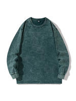 Camiseta De Algodón Grueso Para Hombre Retro Y Amplia Estilo Coreano Y2K Con Mangas Largas Y Cuello En V Para La Calle Alta - details 5
