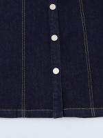 Vestido Mini De Verano Para Mujer En Denim Estilo Elegante Con Cuello En V Y Bolsillos Detalles Elegantes Vestido Largo Antebrazo - details 6