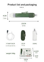 Set De Filtro De Agua Portátil Para Exteriores Mini Con Fibra De Carbono TUP Purificador De Agua Para Supervivencia O Suministros De Emergencia - details 7