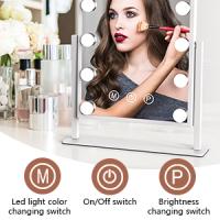 Espejo de Maquillaje con Luces, Espejo de Maquillaje Estilo Hollywood con 3 Modos de Color y 12 Bombillas LED Ajustables, Zoom en Rotación de 360° Control Táctil - details 9