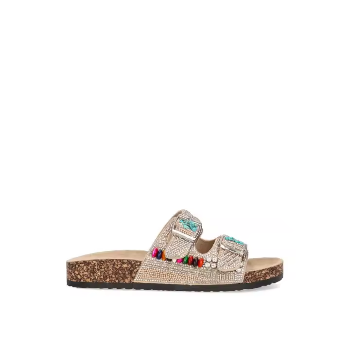 SANDALIA ABALORIOS ETIKA CARABASSI 10013 MUJER, ORO - 1