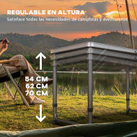 Outsunny Mesa Portátil con Patas de Aluminio Mesa de Beer Pong Plegable con Altura Ajustable en 3 Niveles para Jardín Barbacoa 240x60x54-70 cm Negro y Plata - details 4