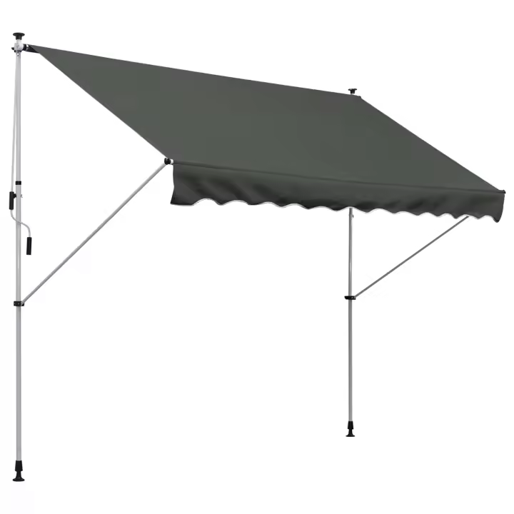Outsunny Toldo Manual Retráctil para Exterior 300x150x170-280 cm Toldo Enrollable Altura Ajustable con Manivela Protección Solar para Terraza Balcón Jardín - 1