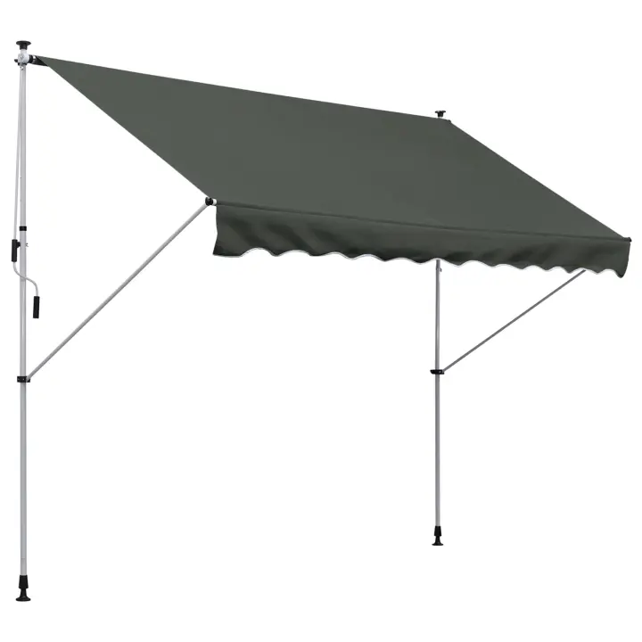 Outsunny Toldo Manual Retráctil para Exterior 300x150x170-280 cm Toldo Enrollable Altura Ajustable con Manivela Protección Solar para Terraza Balcón Jardín - 1