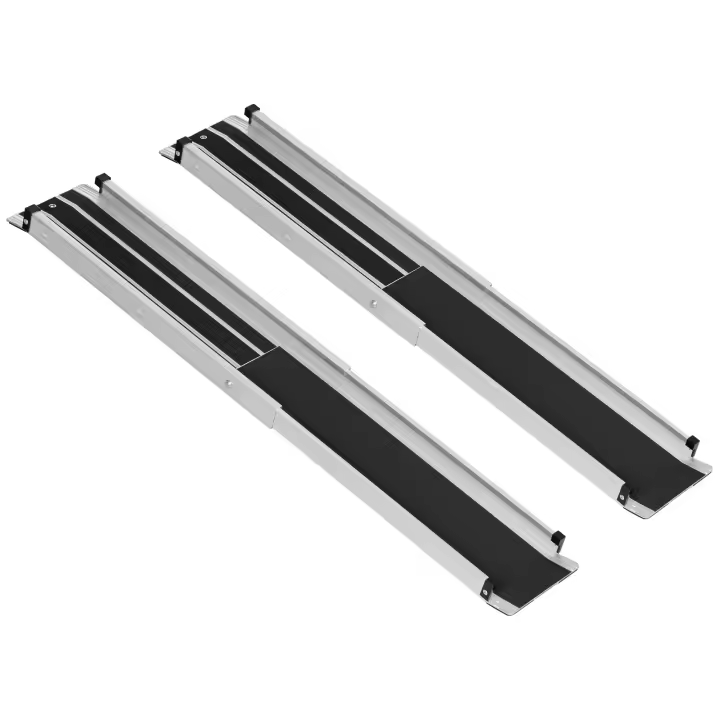 HOMCOM Rampas para sillas de ruedas antideslizantes HOMCOM de 2 piezas, rampas telescópicas de aluminio para sillas de ruedas, longitud ajustable, 3 niveles, 75/100/122 cm, carga máxima 272 kg, bolsa de transporte incluida - 1