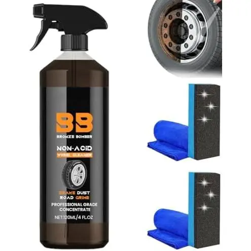 Limpiador de ruedas no ácido Bronze Bomber, limpiador de ruedas Bomber de frenos de 120 ml, potente limpiador de ruedas Bomber de bronce, perfecto para limpiar ruedas y neumáticos, limpiador de llantas y removedor de polvo de frenos (1 unidad) - 1