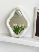 Espejo De Maquillaje Vintage Irregular En Estilo Francés Para El Dormitorio Adorno Decorativo Para Escritorio Material De Vidrio Platinado Plateado - details 10