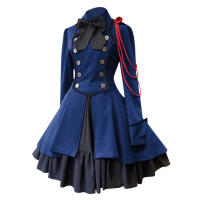 Vestido Lolita Vintage Medieval Negro Para Mujer Estilo Gótico Renacentista Con Volante Clásico Halloween Dulce Kawaii A-Line Talla Natural Vestidos De Poliéster Talla Regular Cuello Con Borla - details 8