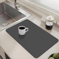 Alfombrilla De Secado De Platos 11x16 Pulgadas Para Encimera De Cocina Bar De Café Alfombrilla De Secado Automático Absorbente De Agua Alfombrilla Secadora Moderna De Goma - details 1