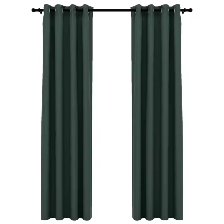 vidaXL Cortina Opaca con Ojales Look Lino 2 Piezas 140x225 cm Salón Color Antracita,  Azul,  Gris y mas - 1