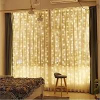 Luces De Cadena LED Para Cortinas 3x3/2/1m Luz Cálida Con Control Remoto Decoración De Navidad Y Bodas Para Dormitorio Y Fiesta - details 3