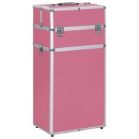 vidaXL Maletín trolley de maquillaje de aluminio rosa - details 0