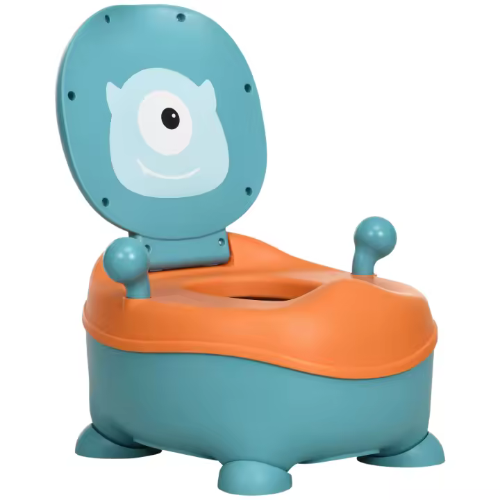 ZONEKIZ Orinal para Bebé de 6-36 Meses Portátil Orinal Infantil en Forma de Alien con Tapa Estructura Antideslizante Inodoro de Aprendizaje Carga 40 kg 35,6x35,7x22,2 cm Azul - 1