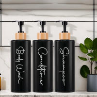Juego De 3 Dispensadores De Shampoo Y Condicionador Recargables Para Ducha Y Baño Botellas De Jabón Con Etiquetas Blancas/Negras 500ml - details 2