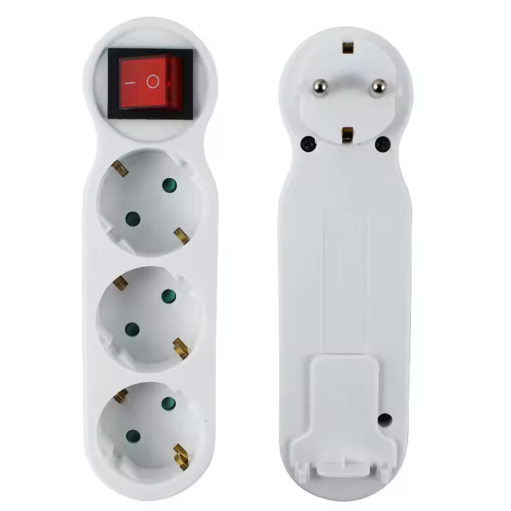 Enchufe con interruptor para la toma de corriente Adaptador enchufe 3 tomas de tierra, enchufe con mayor protección accidental . - 1