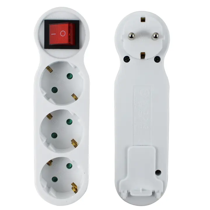Enchufe con interruptor para la toma de corriente Adaptador enchufe 3 tomas de tierra, enchufe con mayor protección accidental . - 1