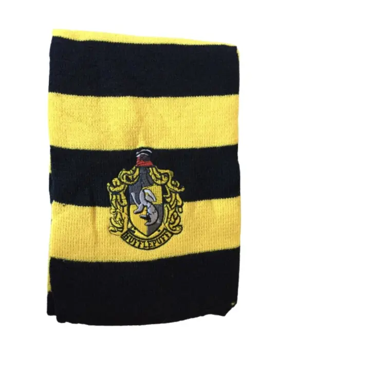 Bufanda para niños y adultos rayas negro y amarillo oro con escudo cosplay disfraz mago bruja envio urgente Heniak Store - 1