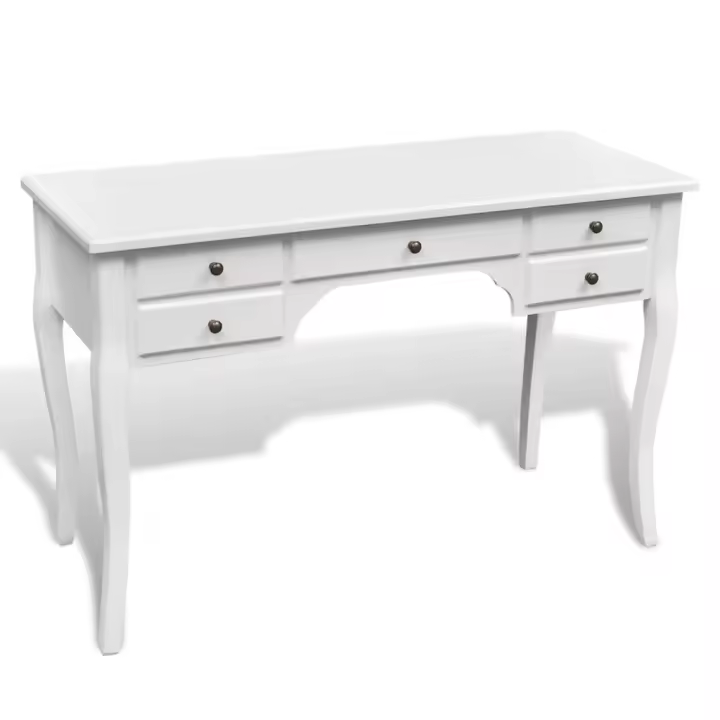 vidaXL Escritorio francés de madera con patas curvadas y 5 cajones - 1