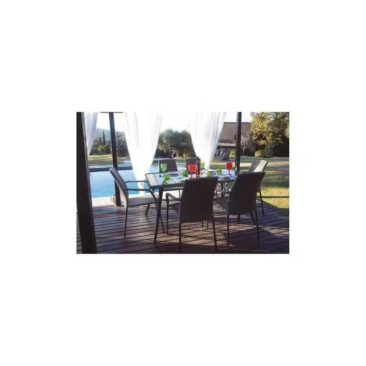 MESA JARDIN MOD. HABANA CON CRISTAL TEMPLADO 150X90CM  - DE SUINPLAS DECORACIONES - 1