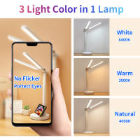 Lámpara De Escritorio LED Con Reloj Y 2 Cabezas Recargable Por USB Luz Nocturna Toque Protección Ocular Rotación De 180 Grados Plegable Para Lectura - details 5