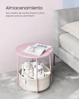 Mesa Auxiliar Redonda con Cesta de Tela - Espaciosa Mesa Lateral para Salón, Dormitorio o Mesita de Noche, Estilo Moderno, Disponible en Varios Colores - details 52