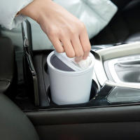 Mini Papelera De Coche Ecológica De Plástico Impermeable Para Oficina Y Hogar Organizador De Basura Redondo Portátil Para Interiores - details 5