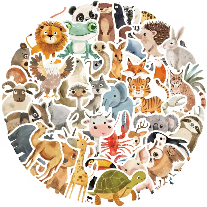 50pcs Pegatinas De Animales Para Niños Lindas Pinturas De Libros Decoración Aesthetic Para Equipaje Y Patineta Juguete De Graffiti Para Niñas Y Niños - 1