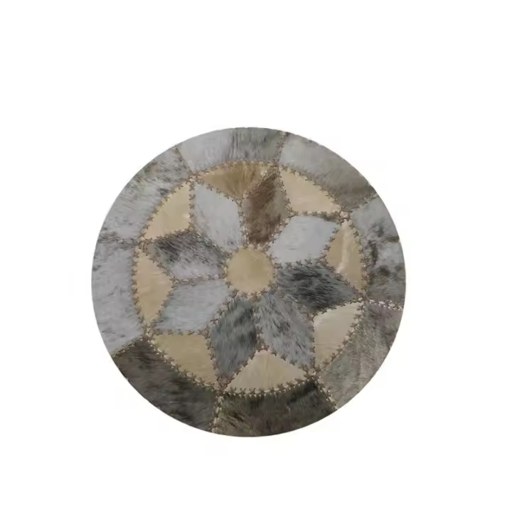 Alfombra Piel de Ñu y Nyala Africano natural de diametro 73 cm - Zerimar. - 1