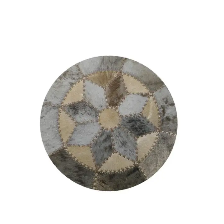 Alfombra Piel de Ñu y Nyala Africano natural de diametro 73 cm - Zerimar. - 1