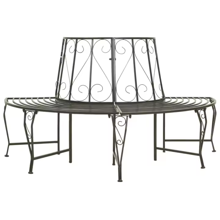 vidaXL Banco para árbol de jardín semicircular acero 160 cm - 1