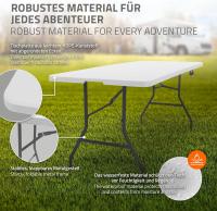 STARLEY-Mesa de Camping Plegable de Plástico y Patas de Acero 180 x 70 x 74cm Blanca Mesita Buffet de Eventos Interior Exterior para 6 Personas Tablero con Asa de Transporte para Jardín Terraza - details 2