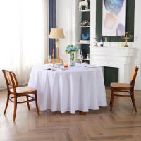 Mantel Redondo Blanco De Seda Para Bodas Y Fiestas Decoración De Mesa Hotelera Y Cumpleaños Mantel De Color Sólido Impermeable Y Antiaceite Para Comedor - details 3