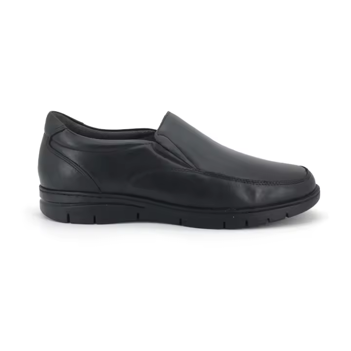Mocasín de Pitillos para hombre, mod.109, Mocasín negro básico con dos elásticos muy cómodo - 1