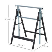 HOMCOM Set de 2 Caballetes Telescópicos Plegables con Altura Ajustable Caballetes de Sierra de Acero para Mesa y Trabajo de Bricolaje Carga 200 kg 68x58x80-130 cm - details 2