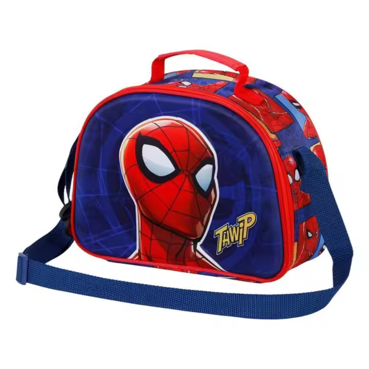 Spiderman Sides-Bolsa Portamerienda 3D, Azul - 1