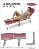 Tumbona Plegable con Parasol y Respaldo Reclinable, Ideal para Jardín, Piscina y Terraza, 193x53x29 cm, Capacidad de 150 kg - details 18
