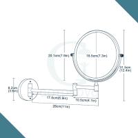 Espejo de aumento de pared con brazo giratorio de doble cara, espejo de tocador de maquillaje telescópico negro, espejo de mano con aumento de 8 pulgadas y base redonda - details 2