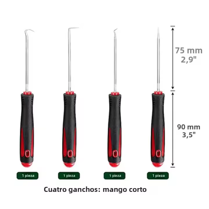 Juego De 4 Piezas Herramientas De Reparación De Sellado Para Vehículos Herramientas De Remoción De Sellado De Rosca Con Agujas Negras Y Rojas 16cm - 1
