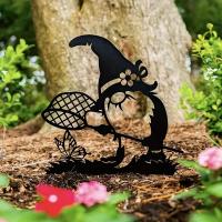 1pc Decoración De Jardín De Metal En Forma De Síntoma Navideño Grande Con Silueta De Gnome Para Adornar El Jardín Al Aire Libre - details 0